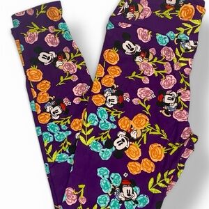 NEW LuLaRoe OS Mickey & Minnie Mouse Rose Floral Purple Teal